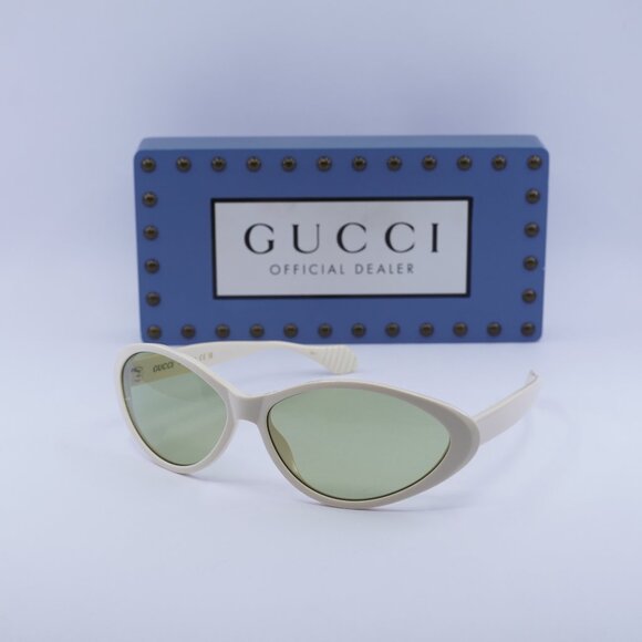Gucci GG1377S 001 Cat Eye Sunglasses - Shiny Ivory/Green main image 6